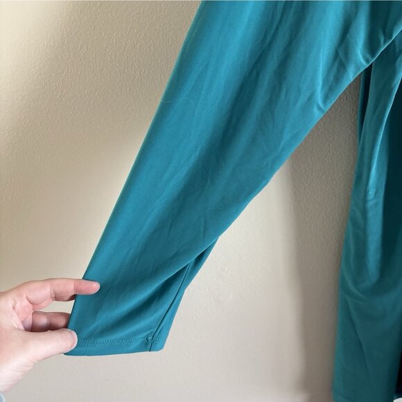Attitudes By Renee Women 1X Teal Pockets Cascade Open Front Jersey Cardigan - Picture 5 of 10